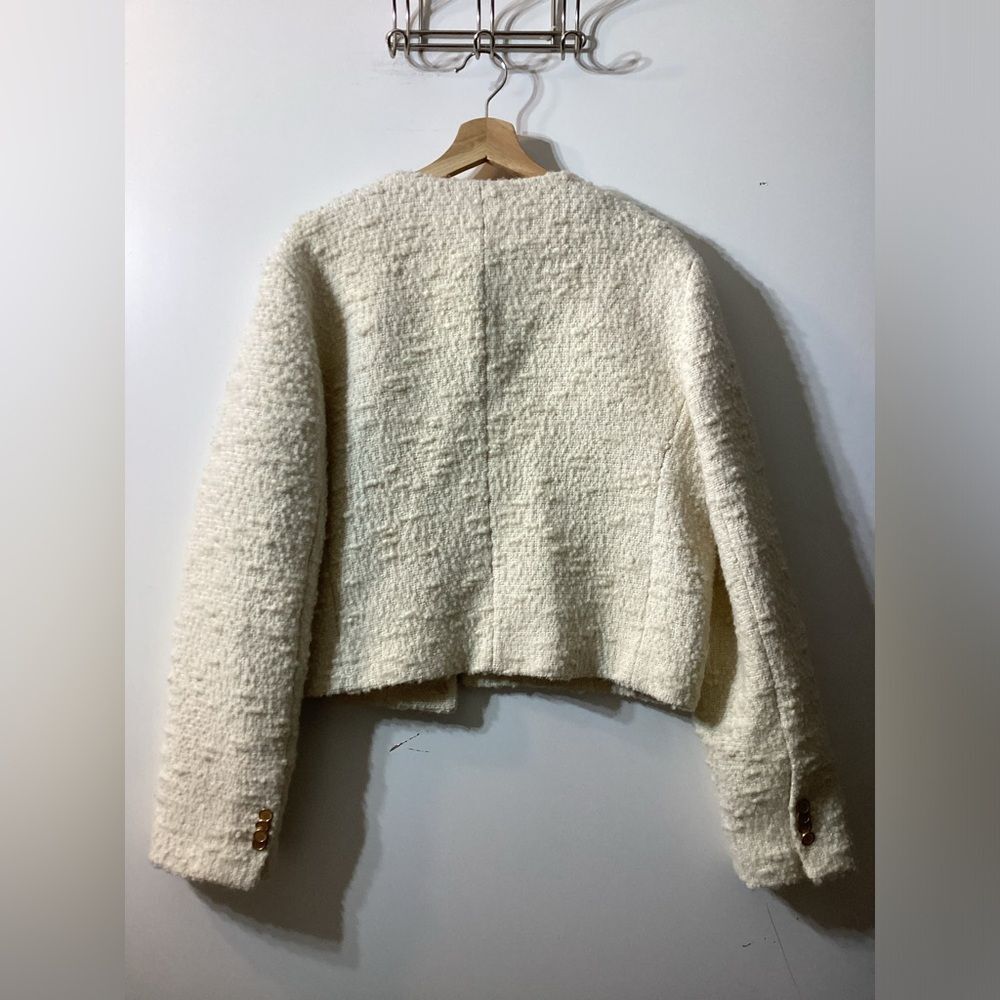 Frame Cropped cotton-blend bouclé-tweed jacket In Cream - Picture 12 of 17